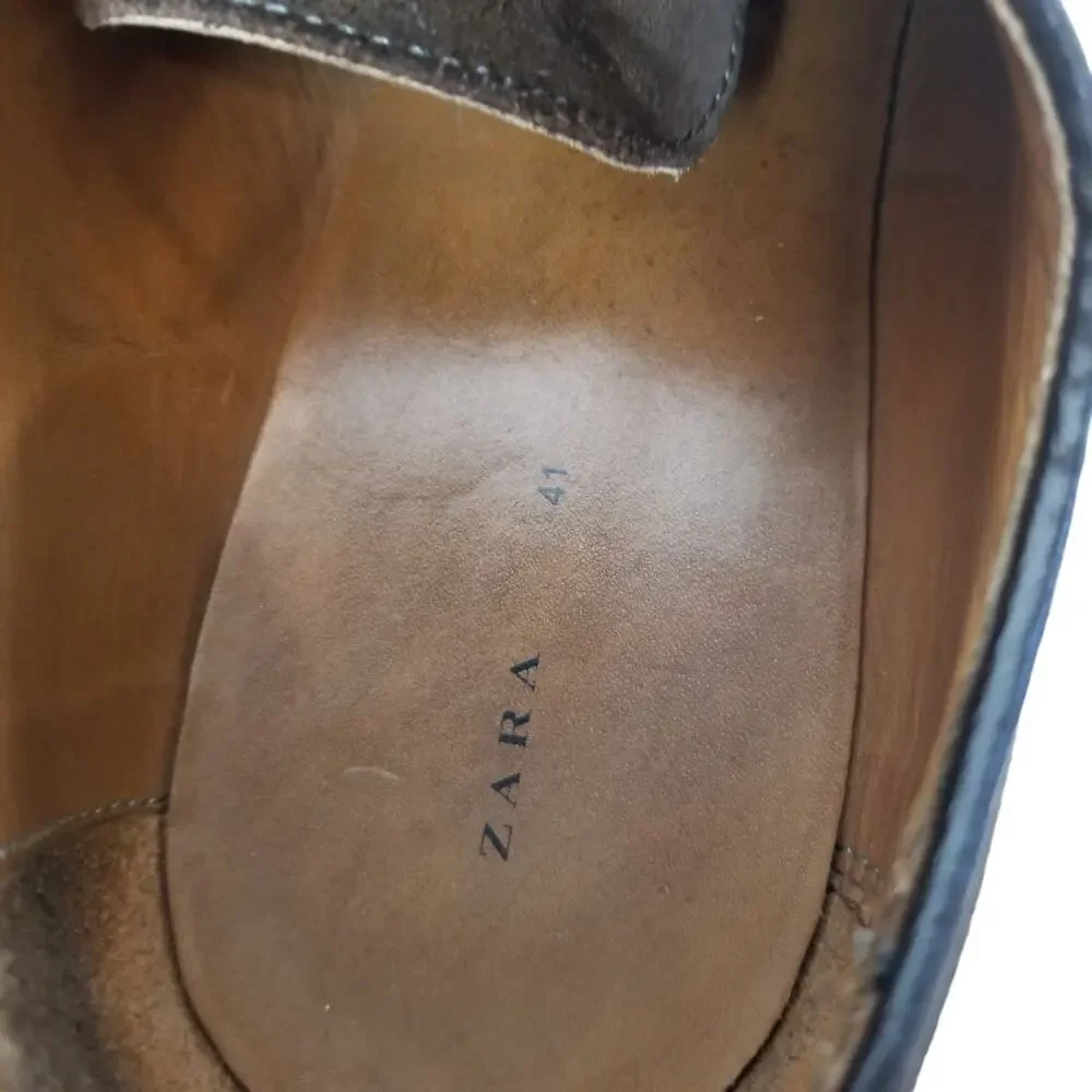 Zara Mens Brown Leather Oxford Dress Shoes Size 8 (41EU) Career Corp Wedding